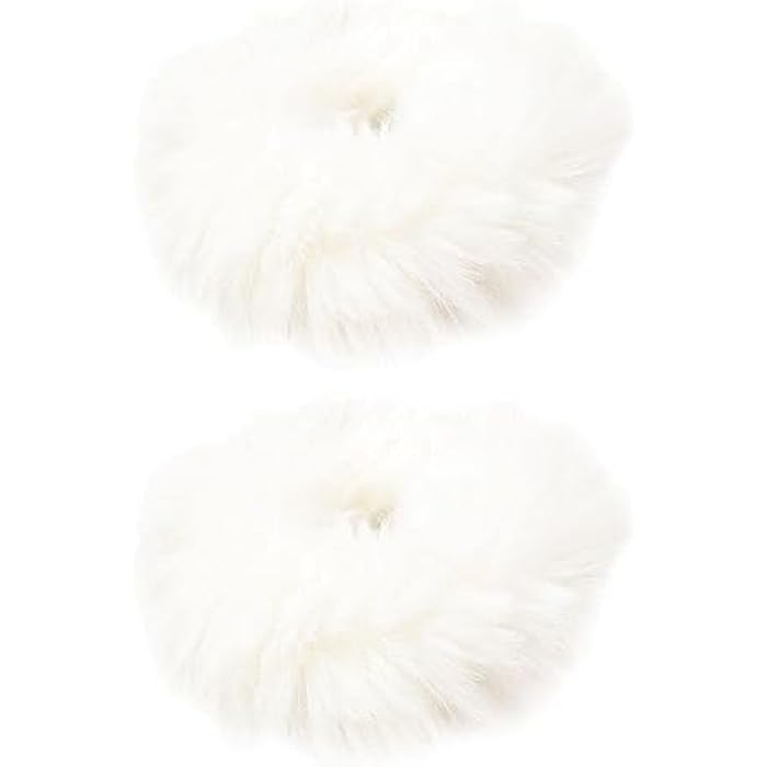 Fluffy Faux Fur Hair Scrunchies, White, Pack of 2, Elastic Hair Bands for Women and Girls - Image 5